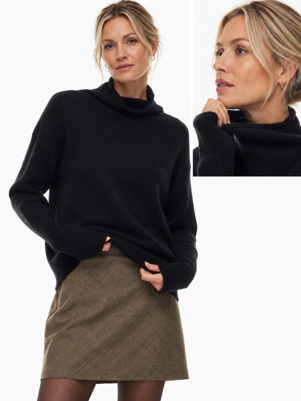Aritzia Wilfred Luxe Cashmere Cyprie Sweater Black size XXS Oversized Minimalist